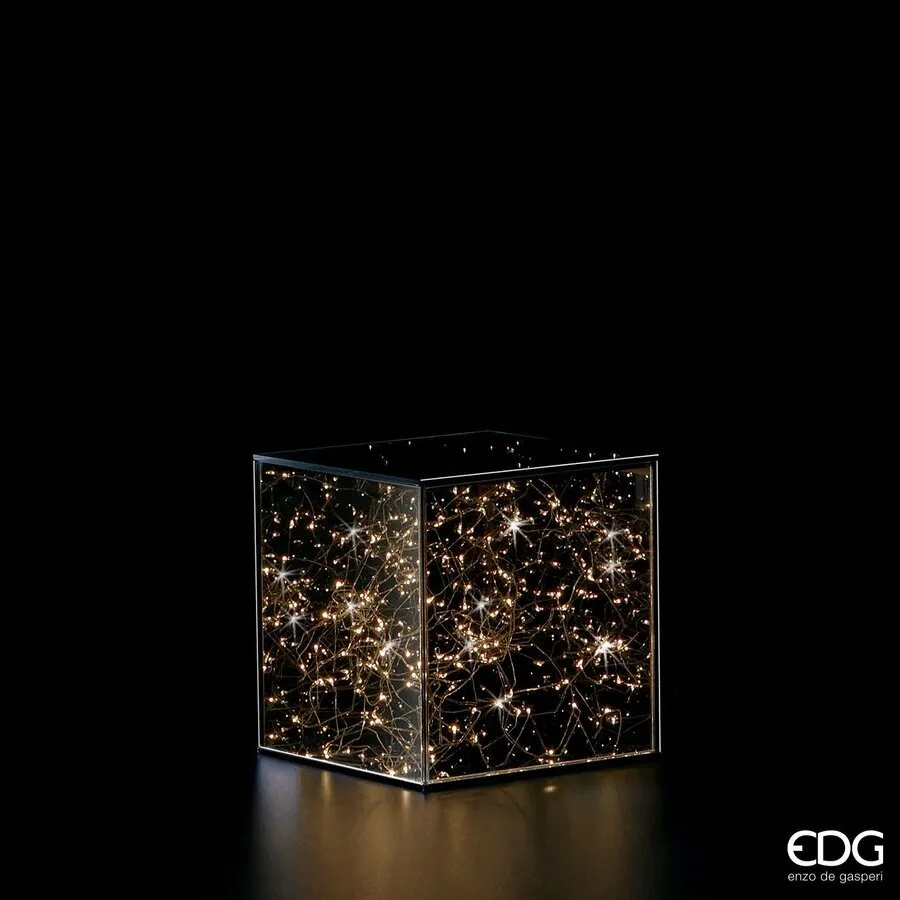 EDG Enzo De Gasperi Christmas Cube Display Case with 100 LEDs H 21 cm