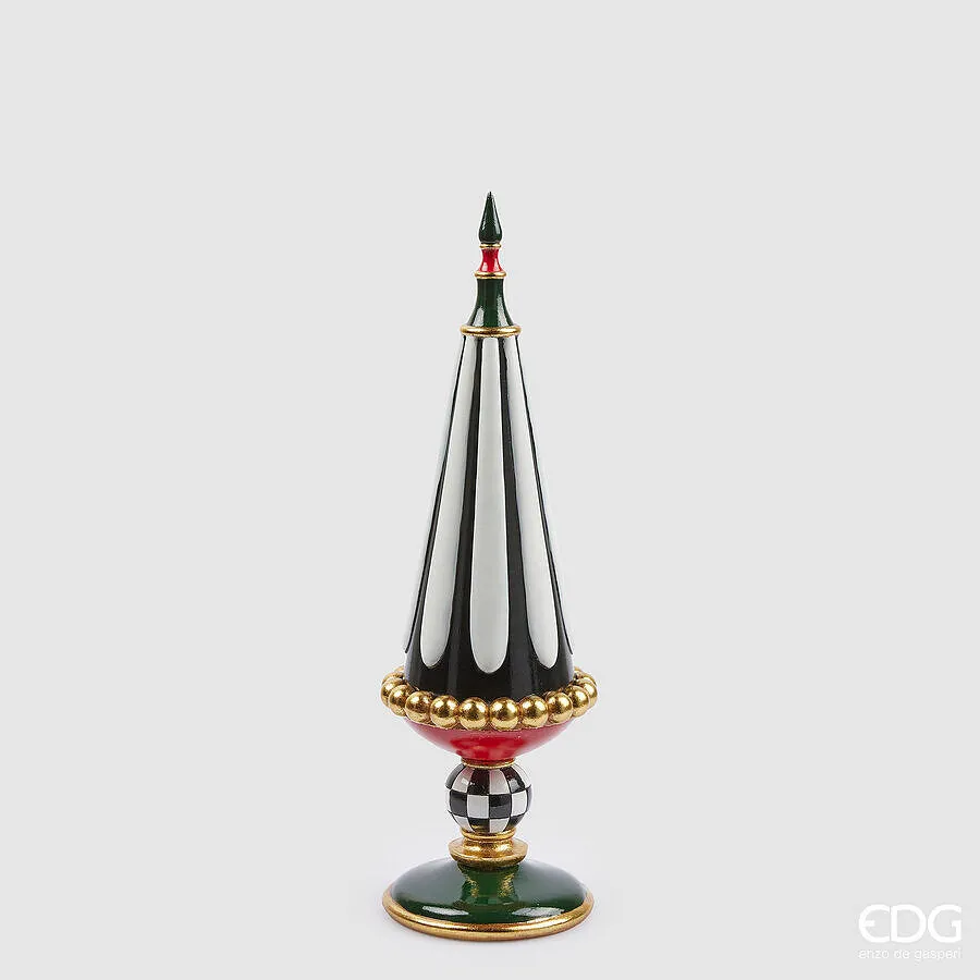 EDG Enzo De Gasperi Topiary Scacchi di Natale H 45 Cm D 14 Cm White Bl