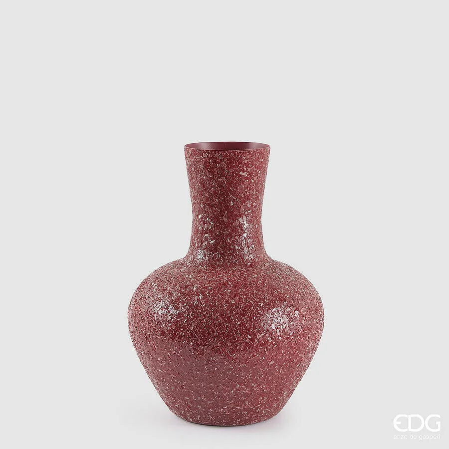 EDG Enzo De Gasperi Vaso Crackle Anfora H 38 Cm D 26 Cm Metallo Dark P