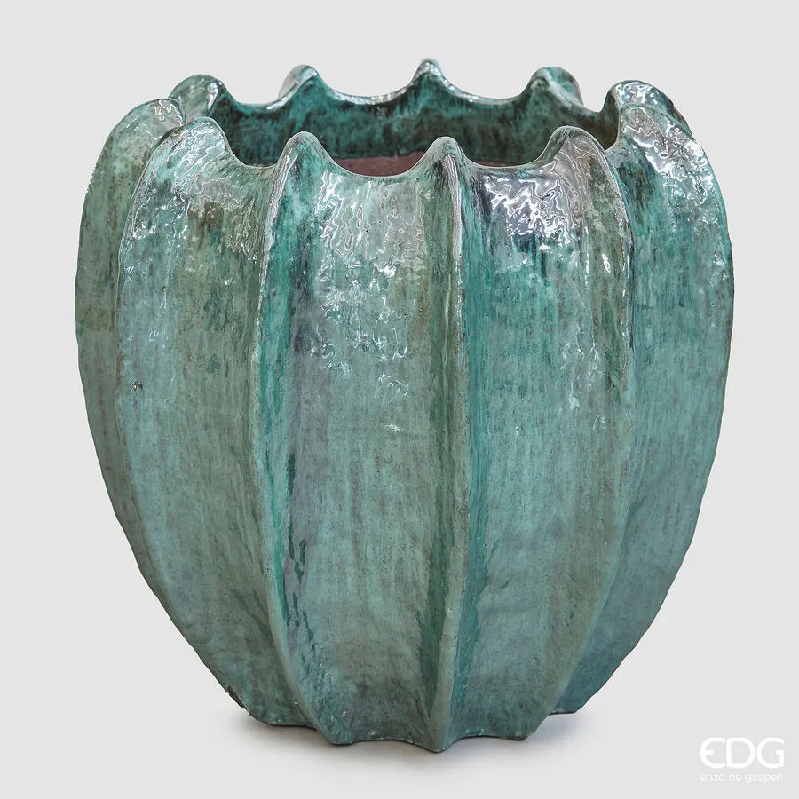 EDG Enzo De Gasperi Vase Spicchi rounded H 62 Cm D 65 Cm Turquoise