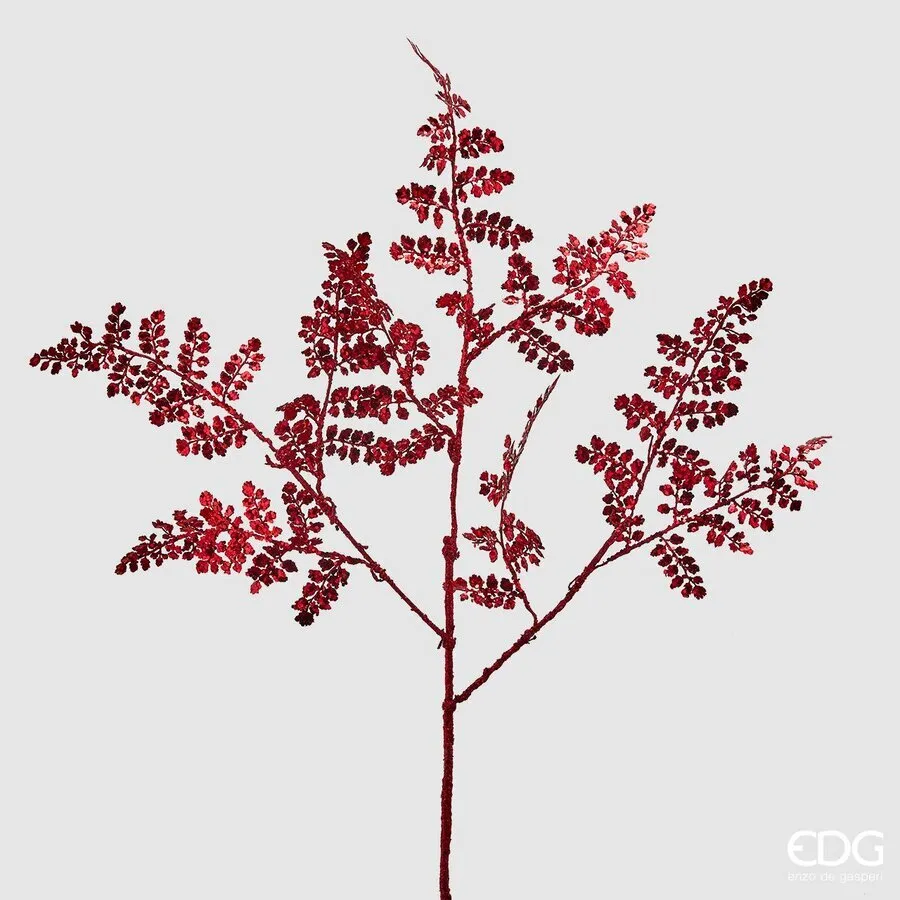 EDG Enzo De Gasperi Metallic Christmas Fern with Glitter H 84 Cm Red