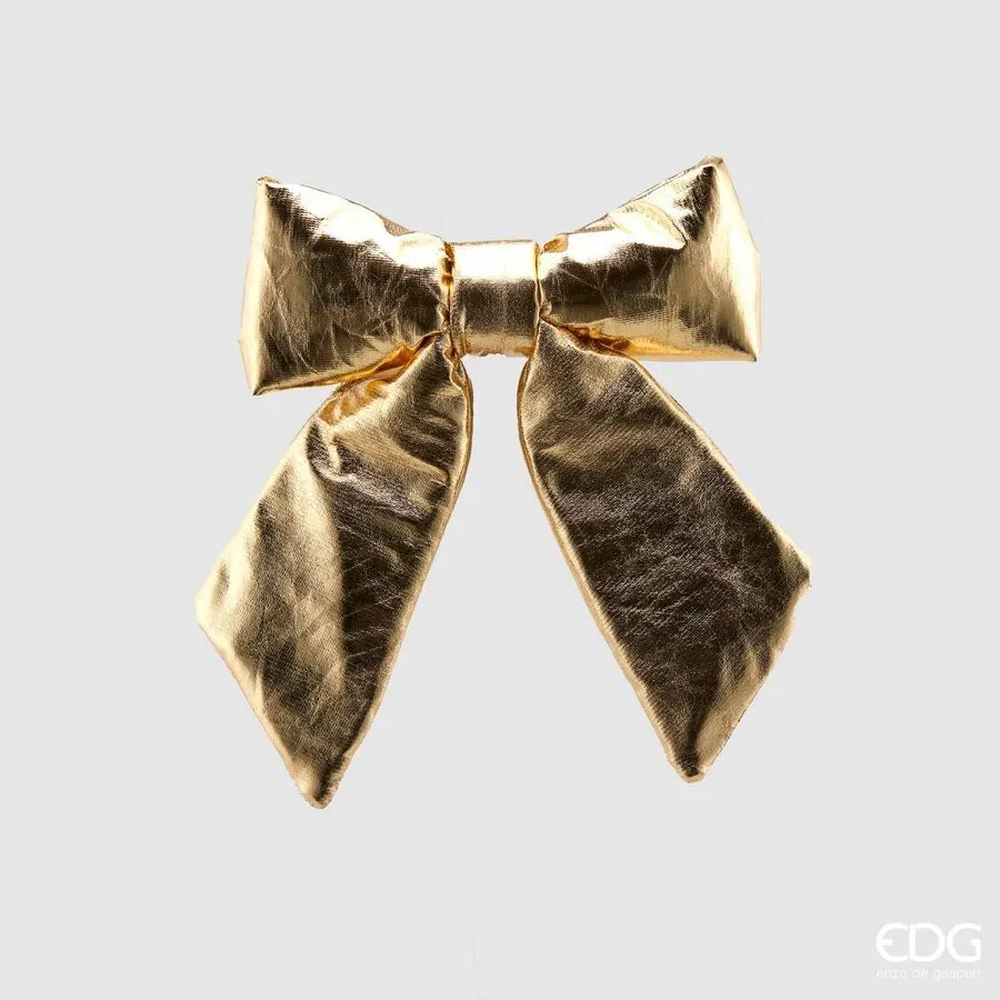 EDG Enzo De Gasperi Lamé Christmas Bow 22 x 26 Cm Gold