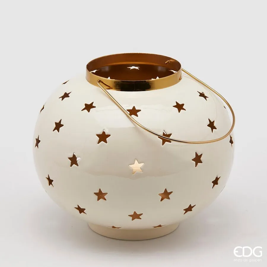 EDG Enzo De Gasperi Christmas Lantern with Stars H 24 Cm D 19 Cm Metal