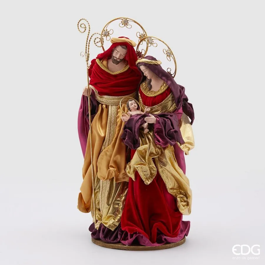 EDG Enzo De Gasperi Nativity in Baroque Fabric H 47 Cm 3 Figures Burgu
