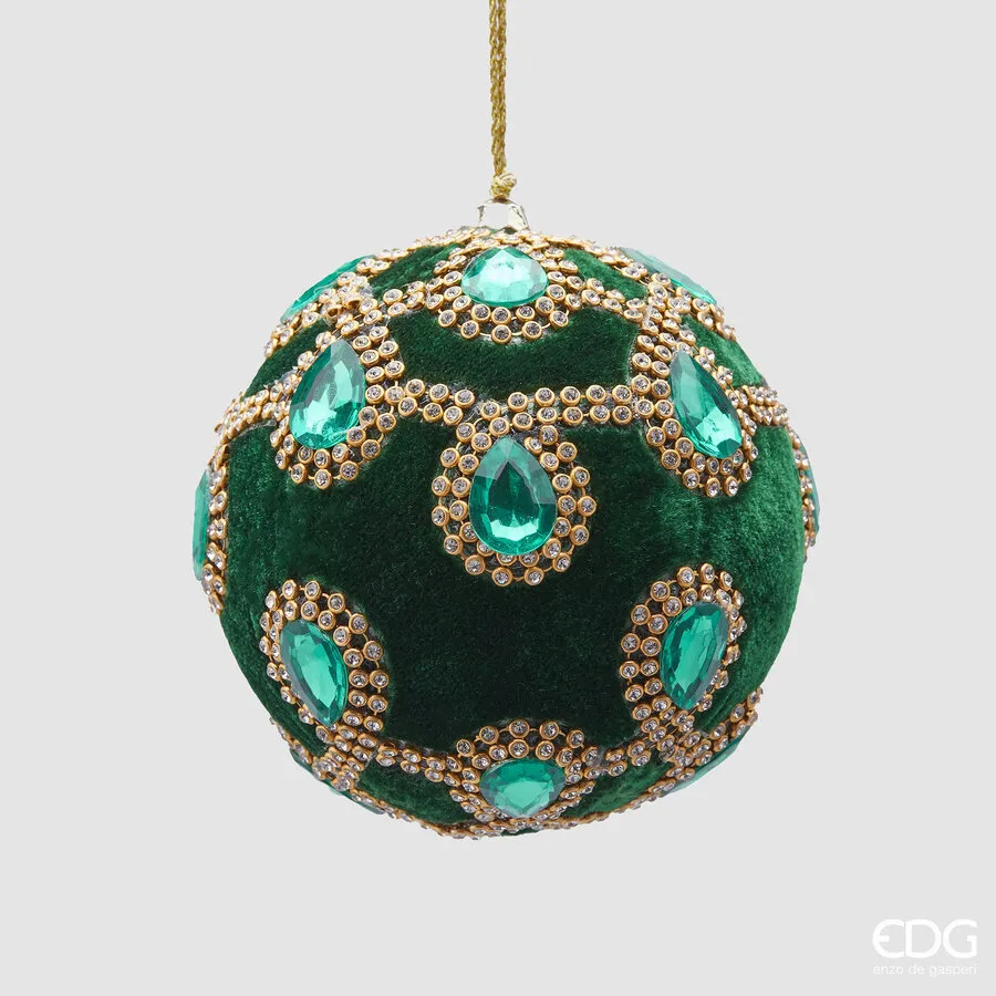 EDG Enzo De Gasperi Christmas Ball Gems Velvet D 10 Cm Dark Green 1 Pc