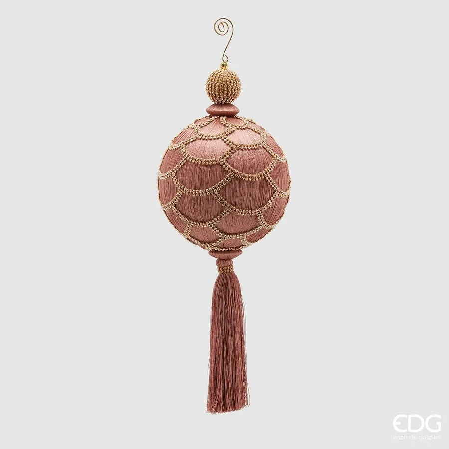 EDG Enzo De Gasperi Silk Gem Christmas Ball. Drapp. H 37cm D 15cm Pink