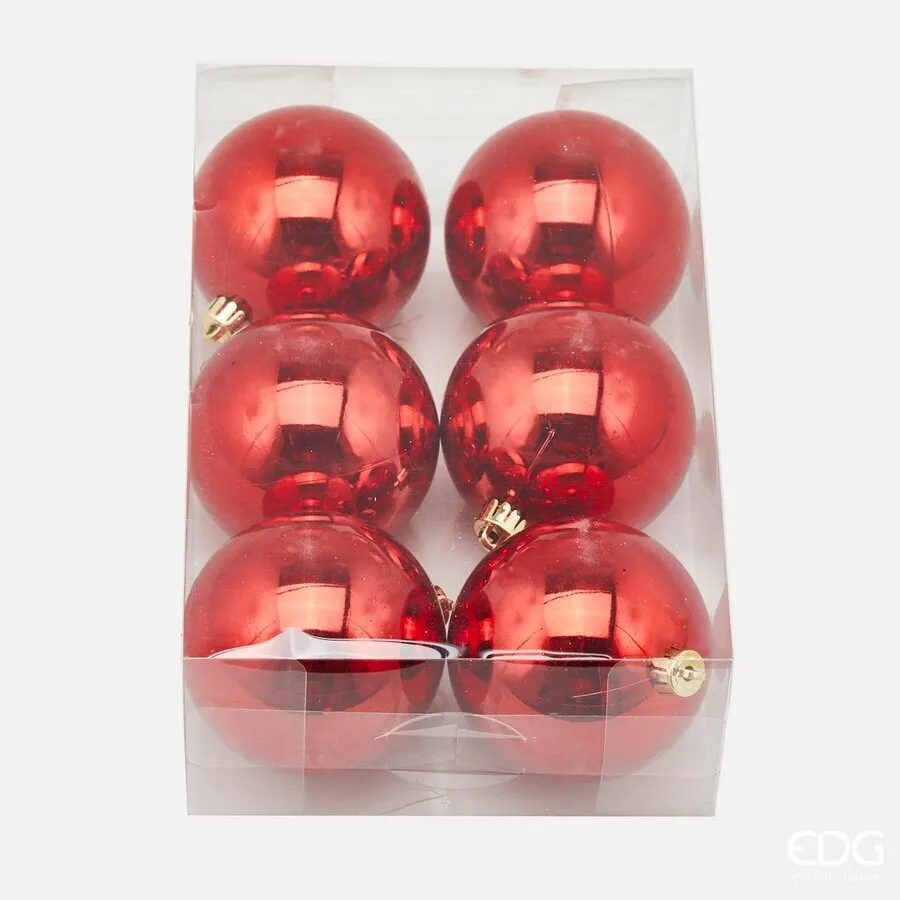 EDG Enzo De Gasperi Poly Christmas Ball D 8 Cm Glossy Red Cf 6 Pcs