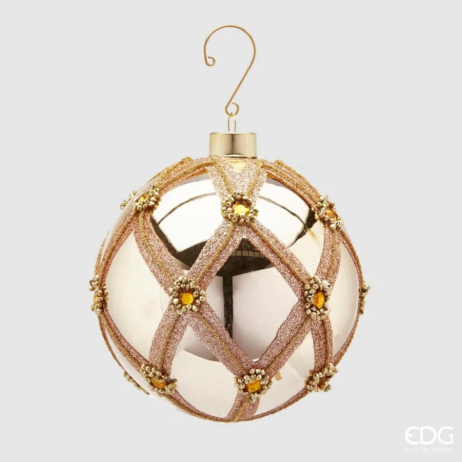 EDG Enzo De Gasperi Nobility Glass Christmas Ball D 12 Cm Dark Gold 1