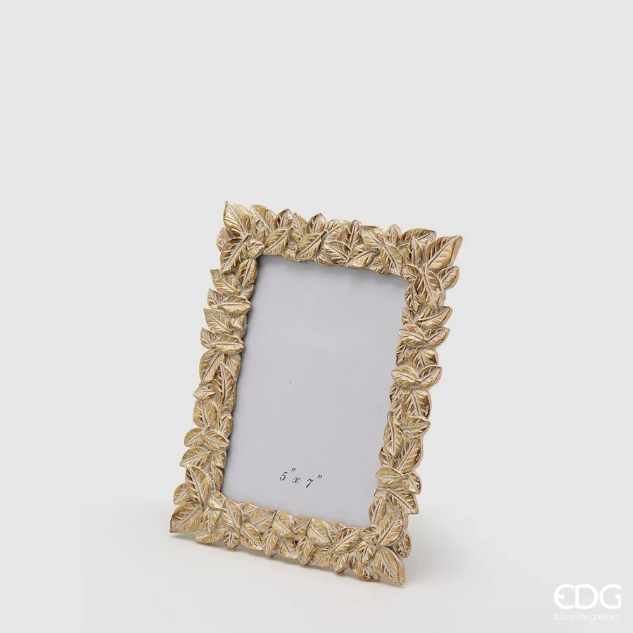 EDG Enzo De Gasperi Photo Frame Christmas Leaves-Mix 23 x 18 Cm Gold