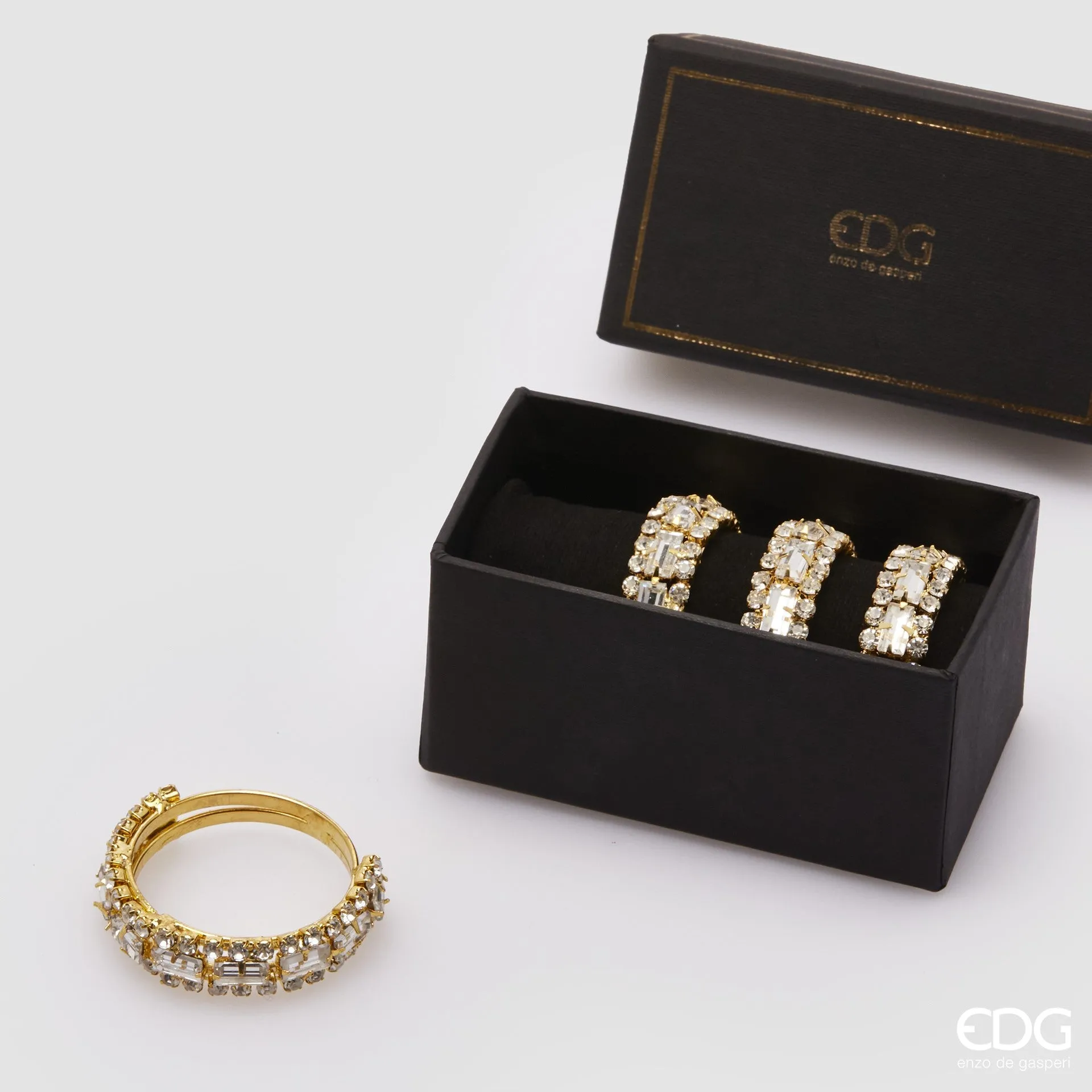 EDG Enzo De Gasperi Napkin Ring Jewel Christmas D 4.5 Cm H 1.3 Cm Set