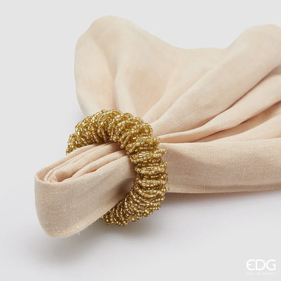 EDG Enzo De Gasperi Napkin Ring Christmas Beads Round D 6 Cm Gold