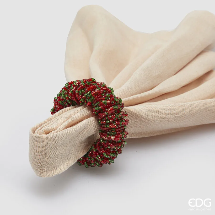 EDG Enzo De Gasperi Round Bead Napkin Ring D 6 Cm Green Red