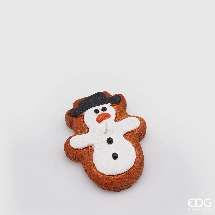 EDG Enzo De Gasperi Set 2 Snowman Candles Marzipan Christmas H 6 Cm Wh