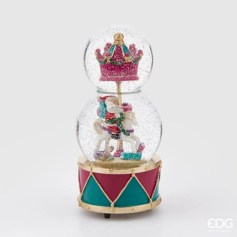 EDG Enzo De Gasperi Sferacqua Santa Claus Music Box Drum H 22 Cm D 10