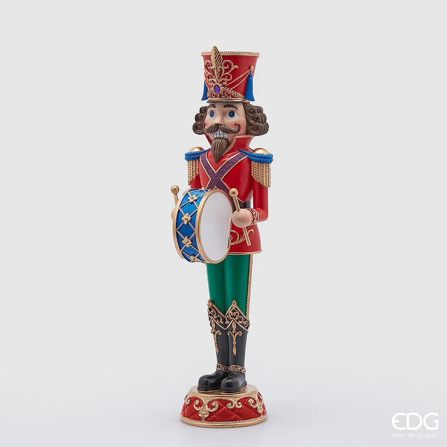 EDG Enzo De Gasperi Christmas Soldier with Drum H 50 Cm 14 x 14 Cm Mul