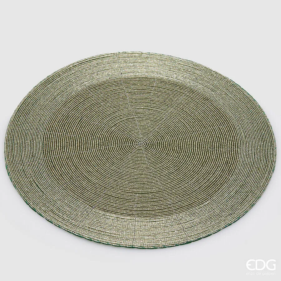 EDG Enzo De Gasperi Round Pearls Placemat D 36 Cm Sage
