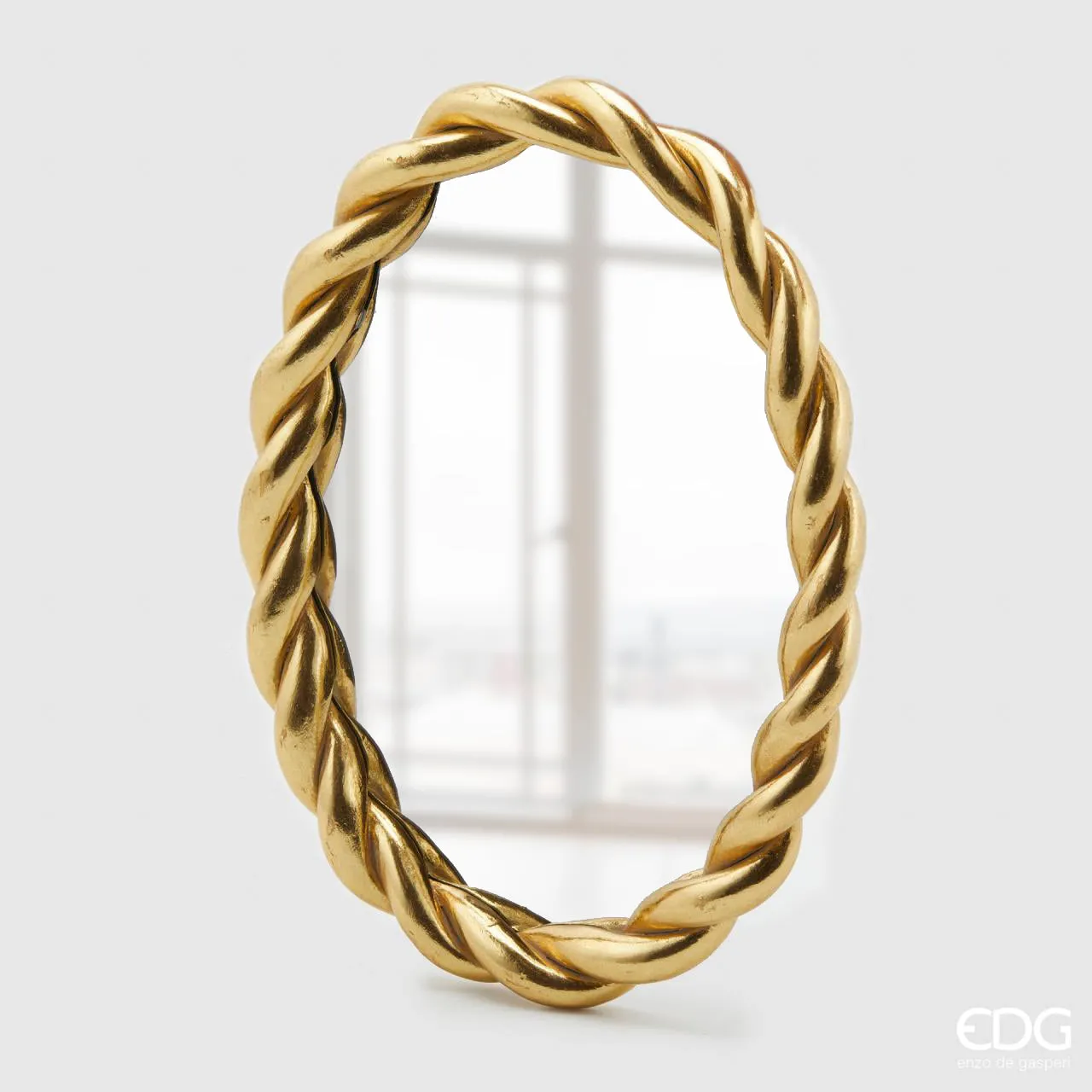 EDG Enzo De Gasperi Oval Torchon Mirror 26 x 35 Cm Gold