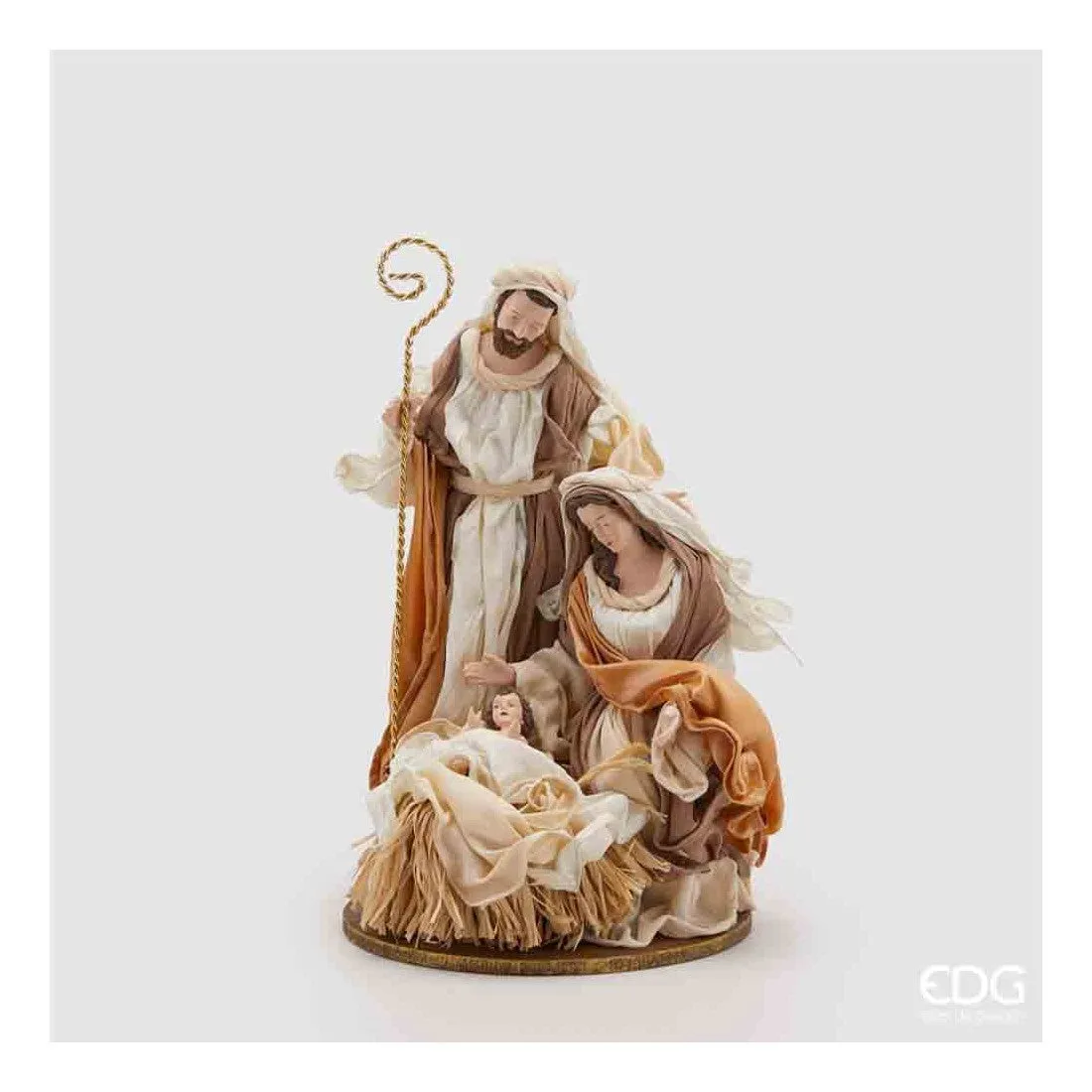 EDG Enzo De Gasperi Christmas Nativity Figurine Fabric with Straw H 35