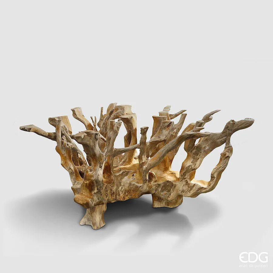 EDG Enzo De Gasperi Teak Root Table H 75 CM D 145 Cm Brown