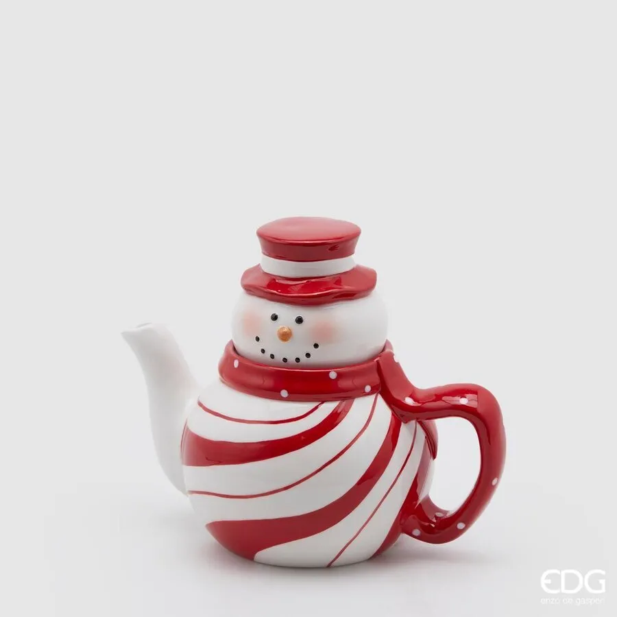 EDG Enzo De Gasperi Christmas Teapot Snowman H 17 Cm 20 x 14 Cm White