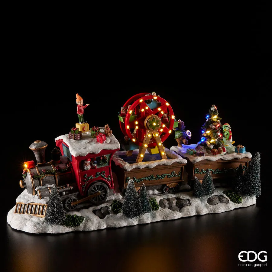 EDG Enzo De Gasperi Christmas Train with LunaPark Led H 23 Cm 47 x 16