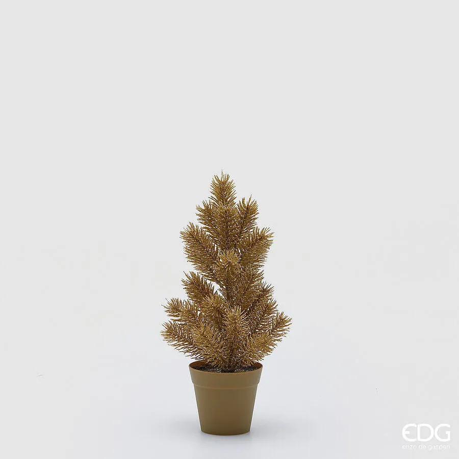 EDG Enzo De Gasperi Pine Vase with Glitter Christmas H 36 Cm D 9 Cm Go