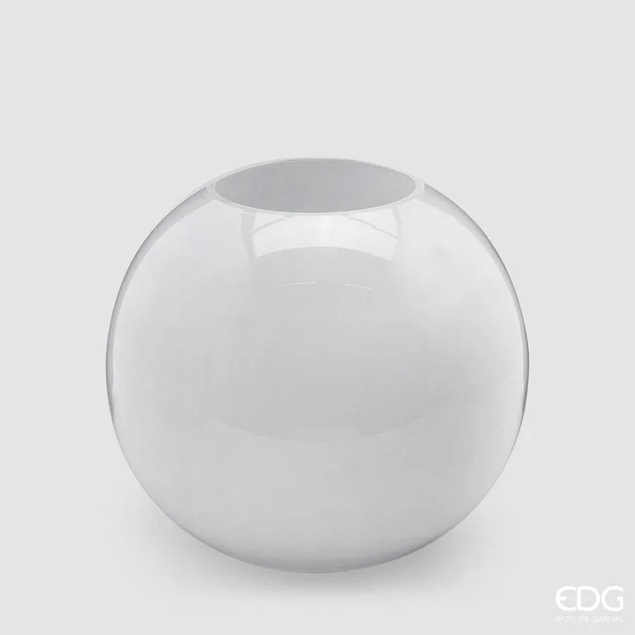 EDG Enzo De Gasperi Sphere Vase H 27 Cm D 31 Cm Ground Glass White