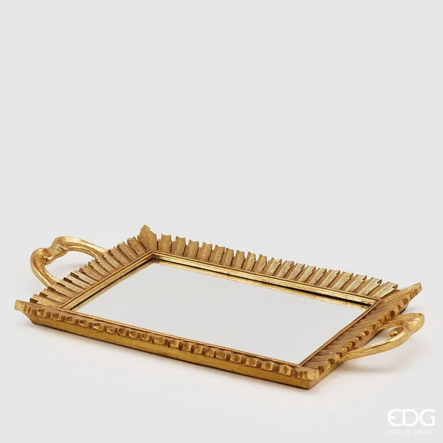 EDG Enzo De Gasperi Rectangular Mirror Tray H 4 Cm 47 x 27 Cm Gold