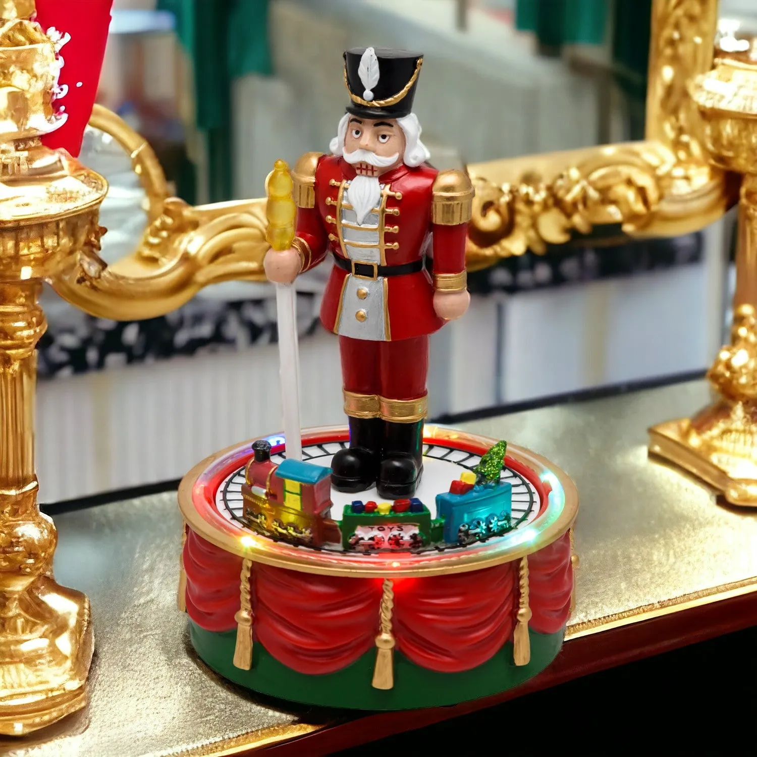 Lots Soldier Christmas Nutcracker Led D 13 Cm H 19 Cm Rotating Train