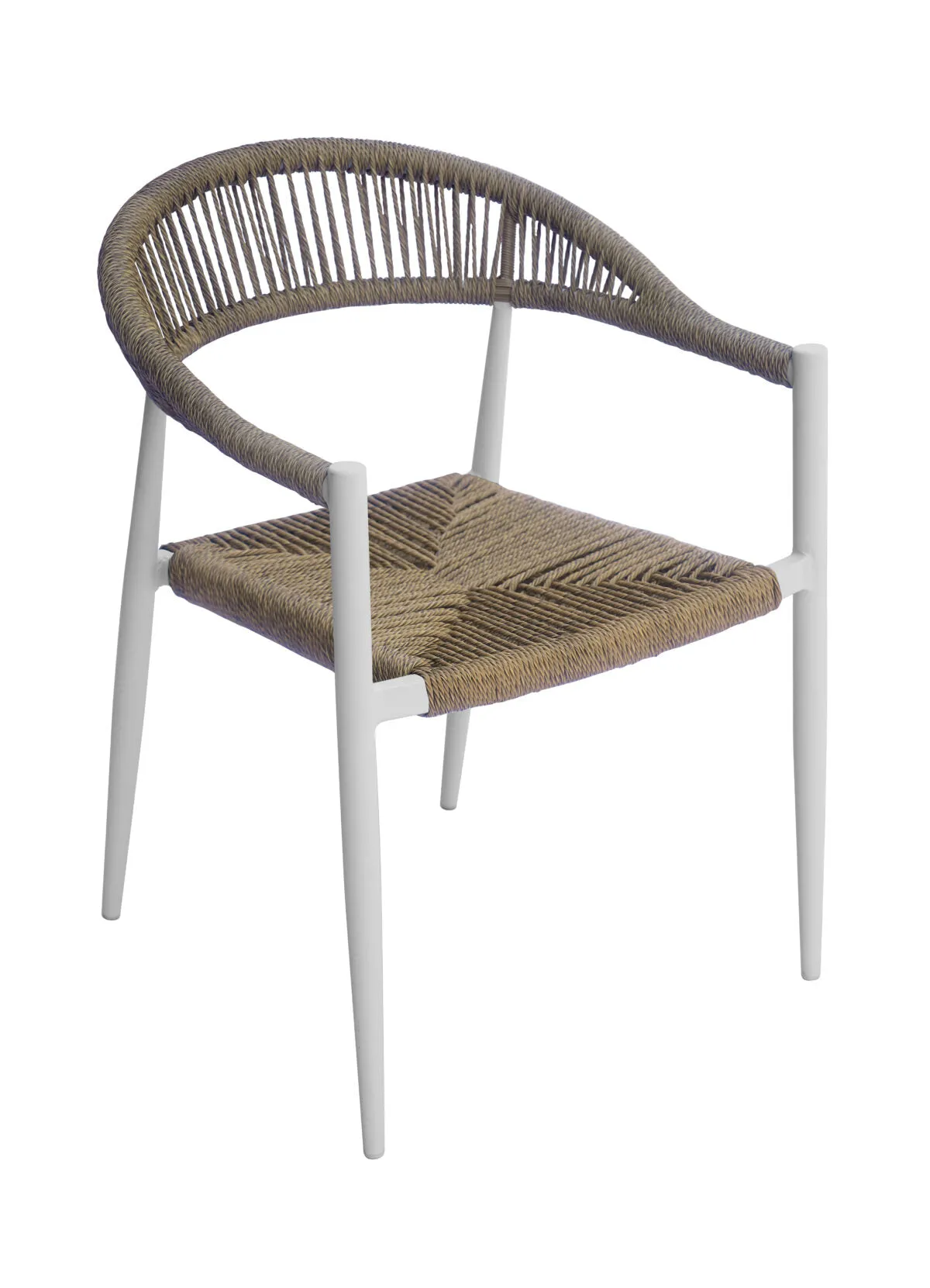 Moia Greenwood Milano Armchair White Aluminum with Straw Rope