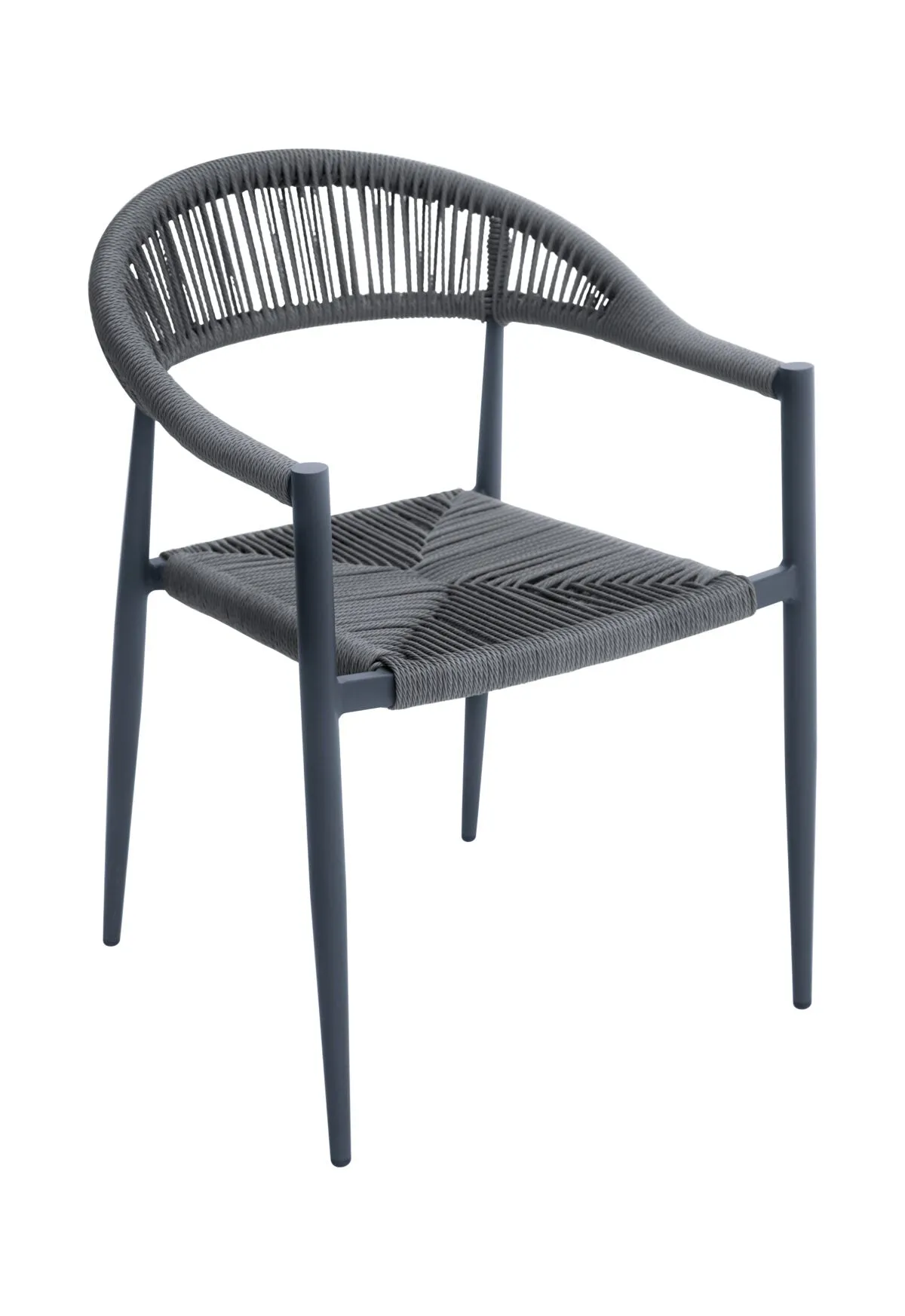 Moia Greenwood Milano Armchair Aluminium with Anthracite Grey Rope