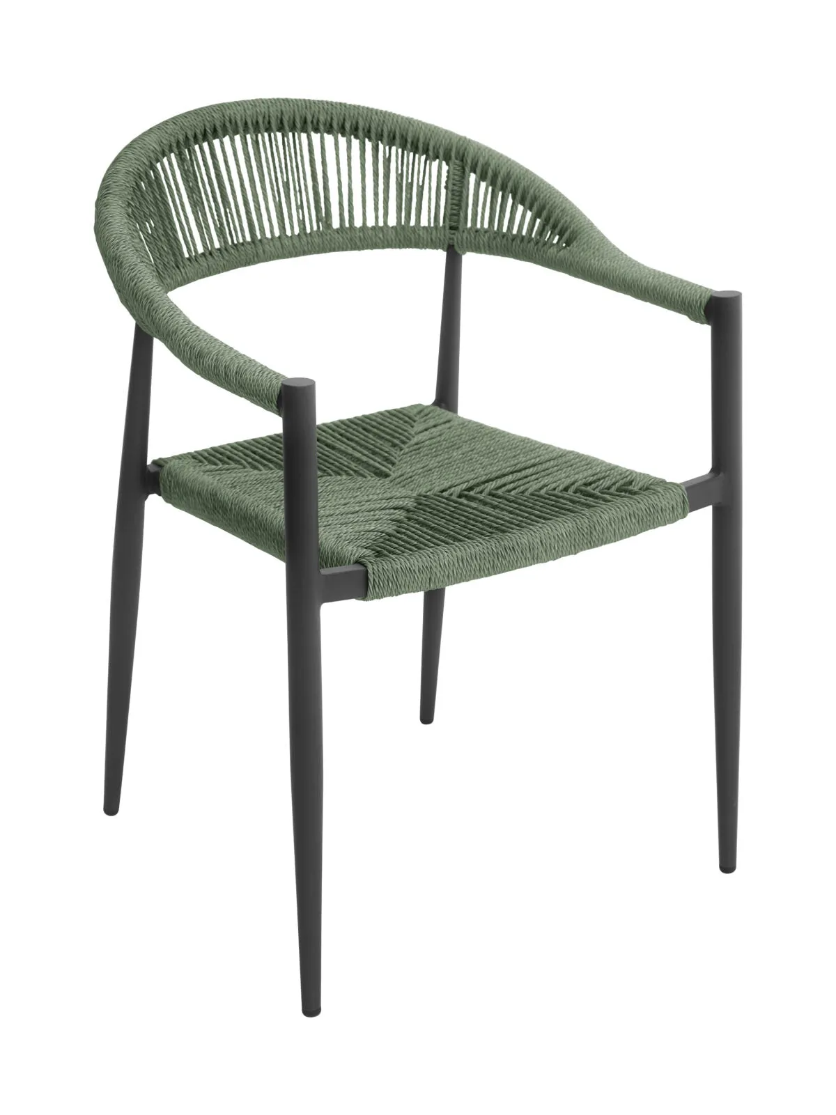 Moia Greenwood Milano Armchair Grey Aluminum with Green Rope