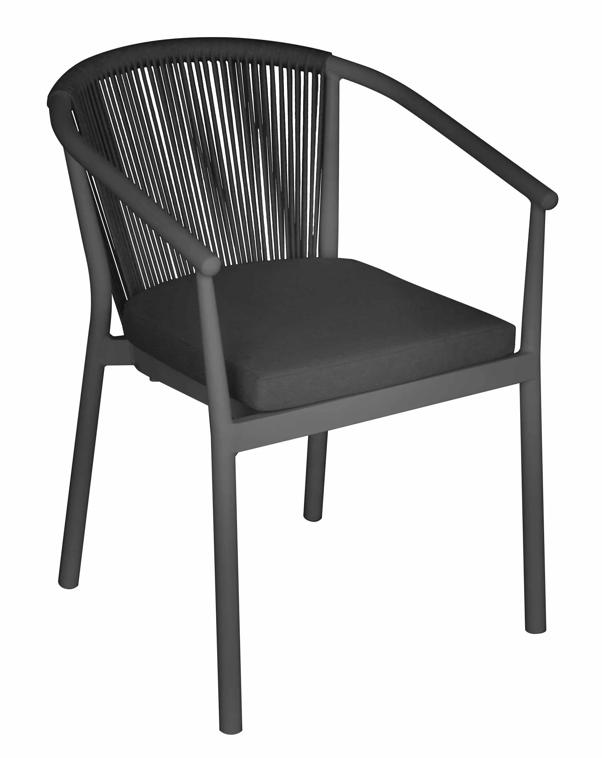 Moia Greenwood Verona Contract Chair in Aluminum and Anthracite Rope w
