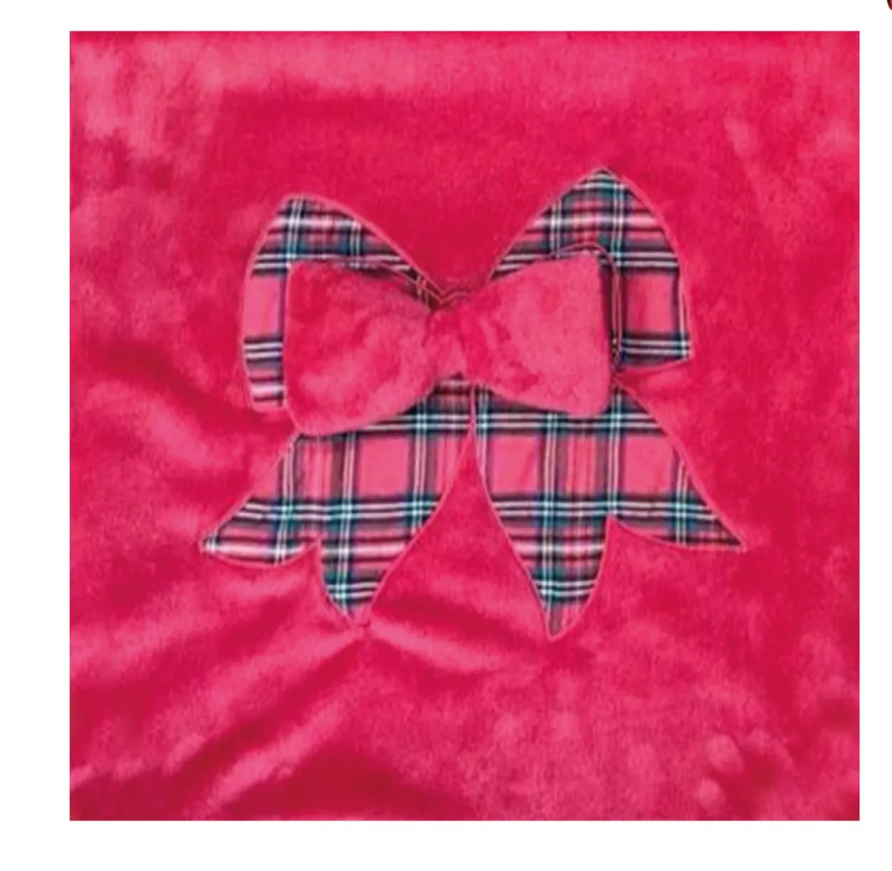 Preziosa Home Coral Christmas Decorative Cushion with Giant Embroidery