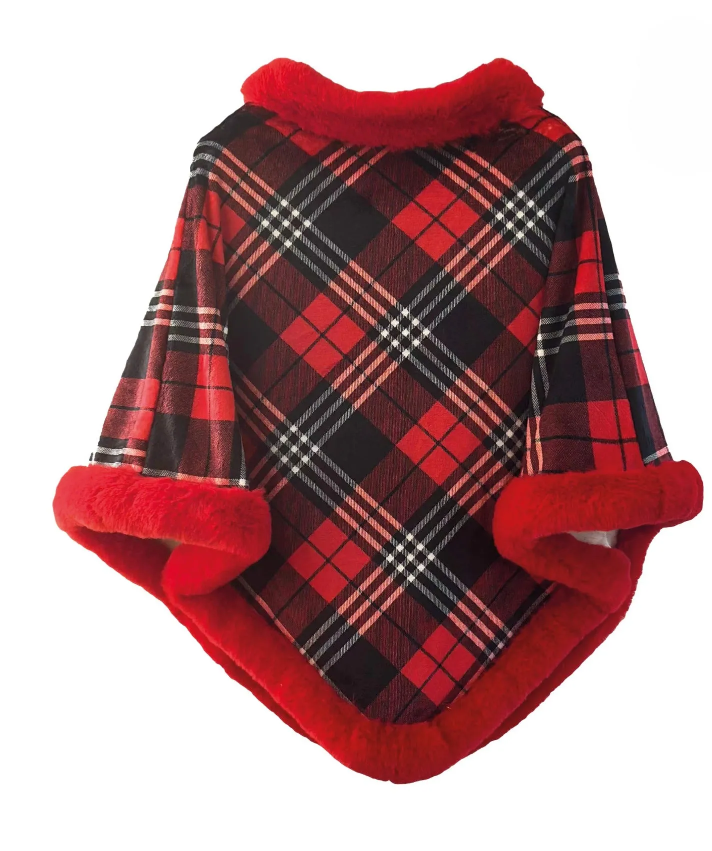 Precious Home Cape / Poncho Christmas Fur Trim Assorted One Size Polye