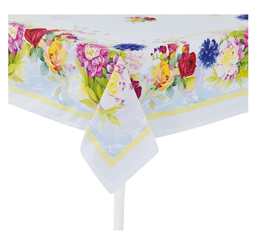 Preziosa Home Satin Tablecloth 140 x 240 cm with Digital Print Flowers