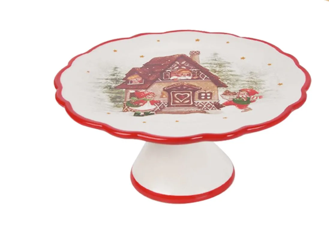 Precious Luxury Home Christmas Ceramic Stand with Wavy Edge Round D 21