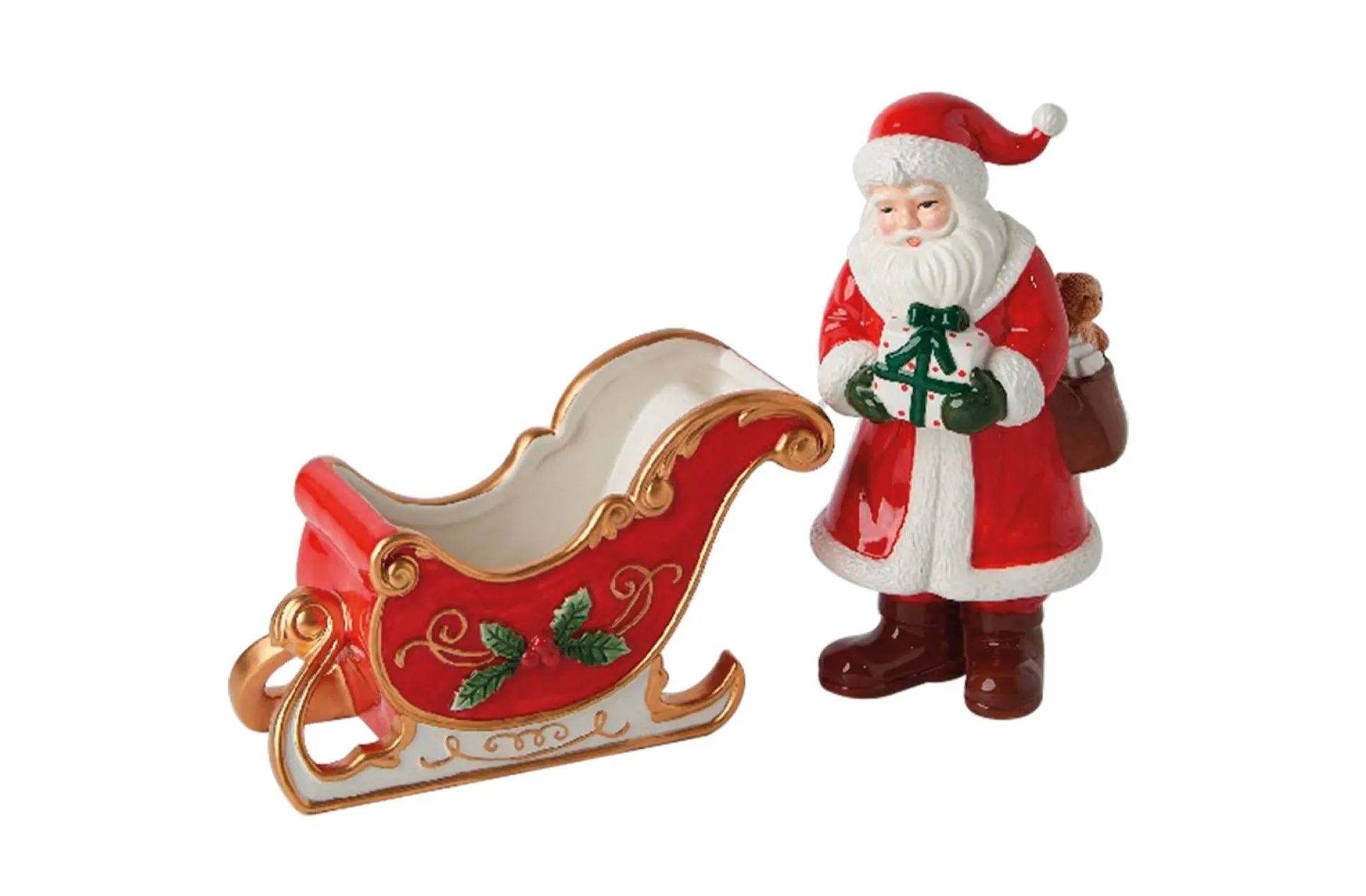 Preziosa Luxury Home Santa Claus with Sleigh 20.5 x 8.5 x 12.8 Cm Cera