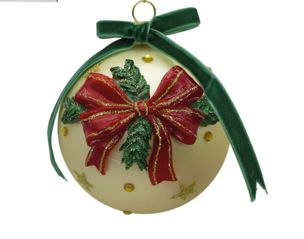 Preziosa Luxury Home Christmas Ball in Opaque Champagne Glass and Velv