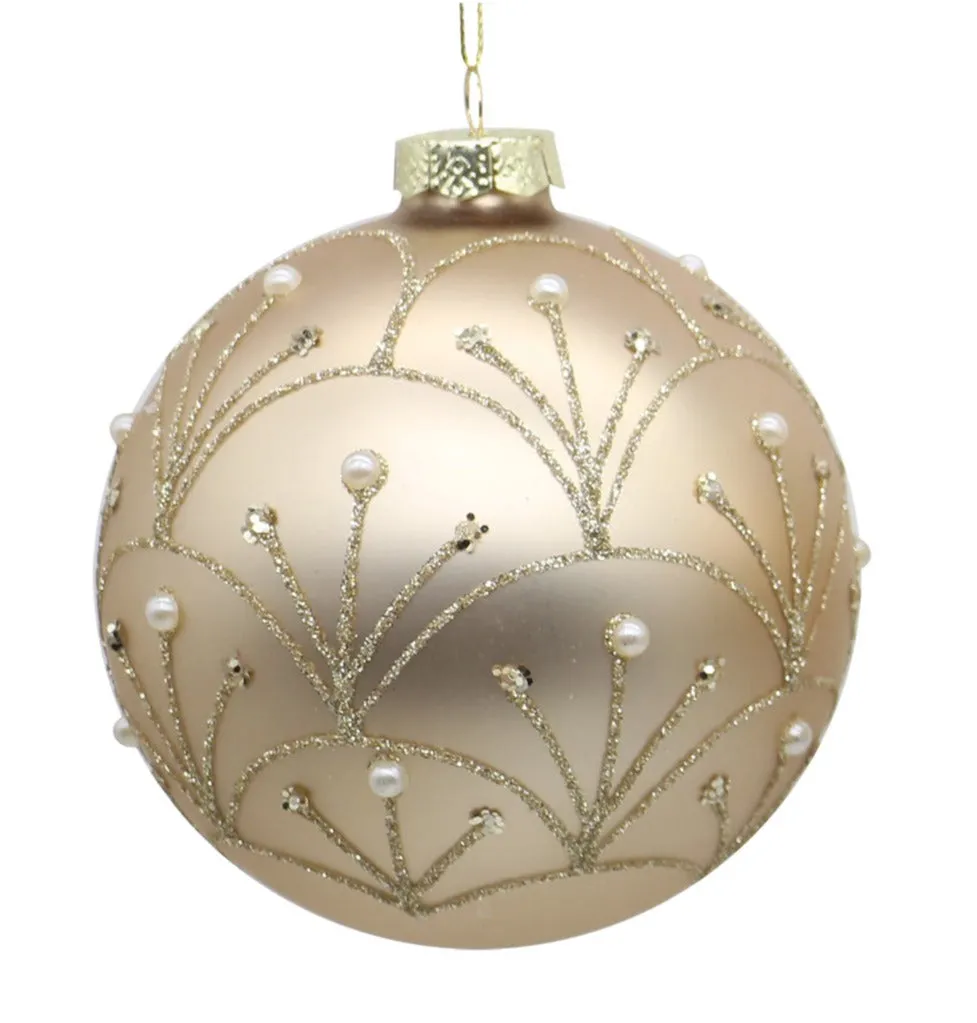 Preziosa Luxury Home Glass Christmas Ball with Microbead Decorations D