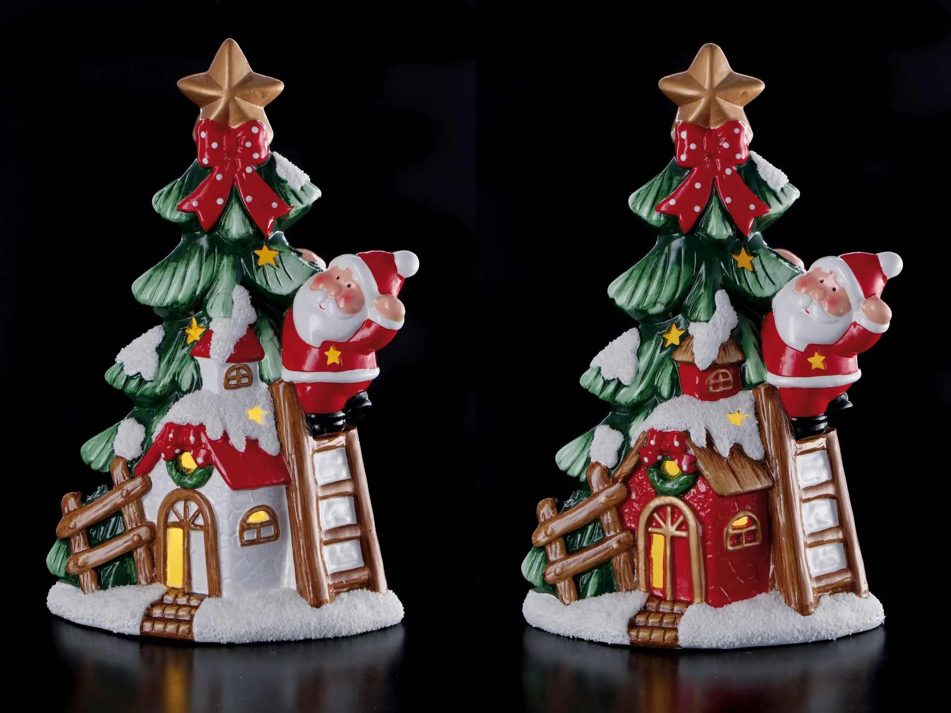 Italian Gift Ceramic Christmas Tree with Led 20 x 11 Cm H 31 Cm Multic