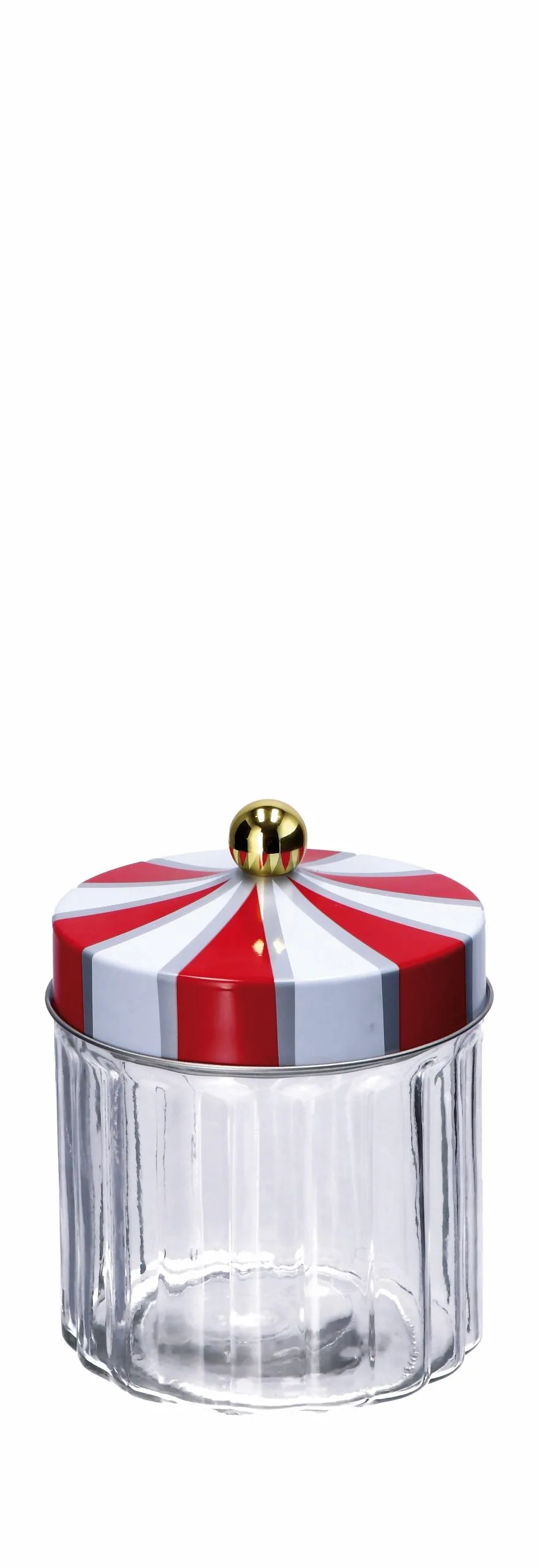 Italian Gift Jar Christmas Glass and Tin D 11 Cm H 14.5 Cm White Red