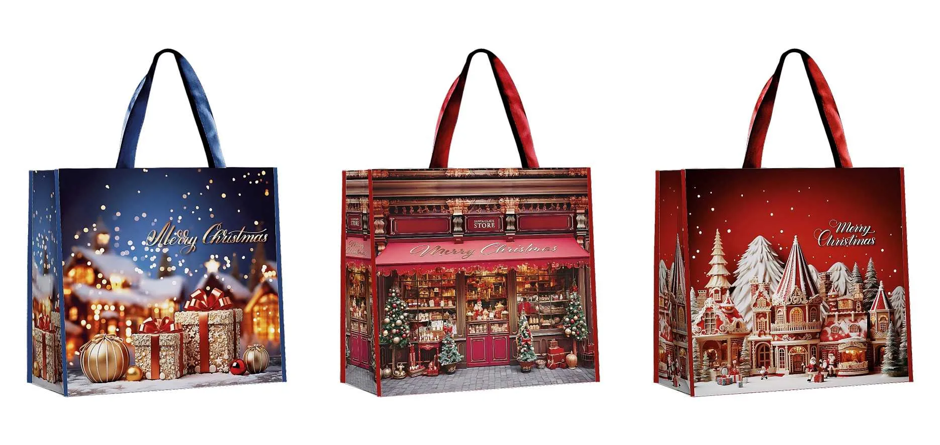 Italian Gift Bag PP Christmas 43 x 15 Cm H 37 Cm Multicolor Assortment