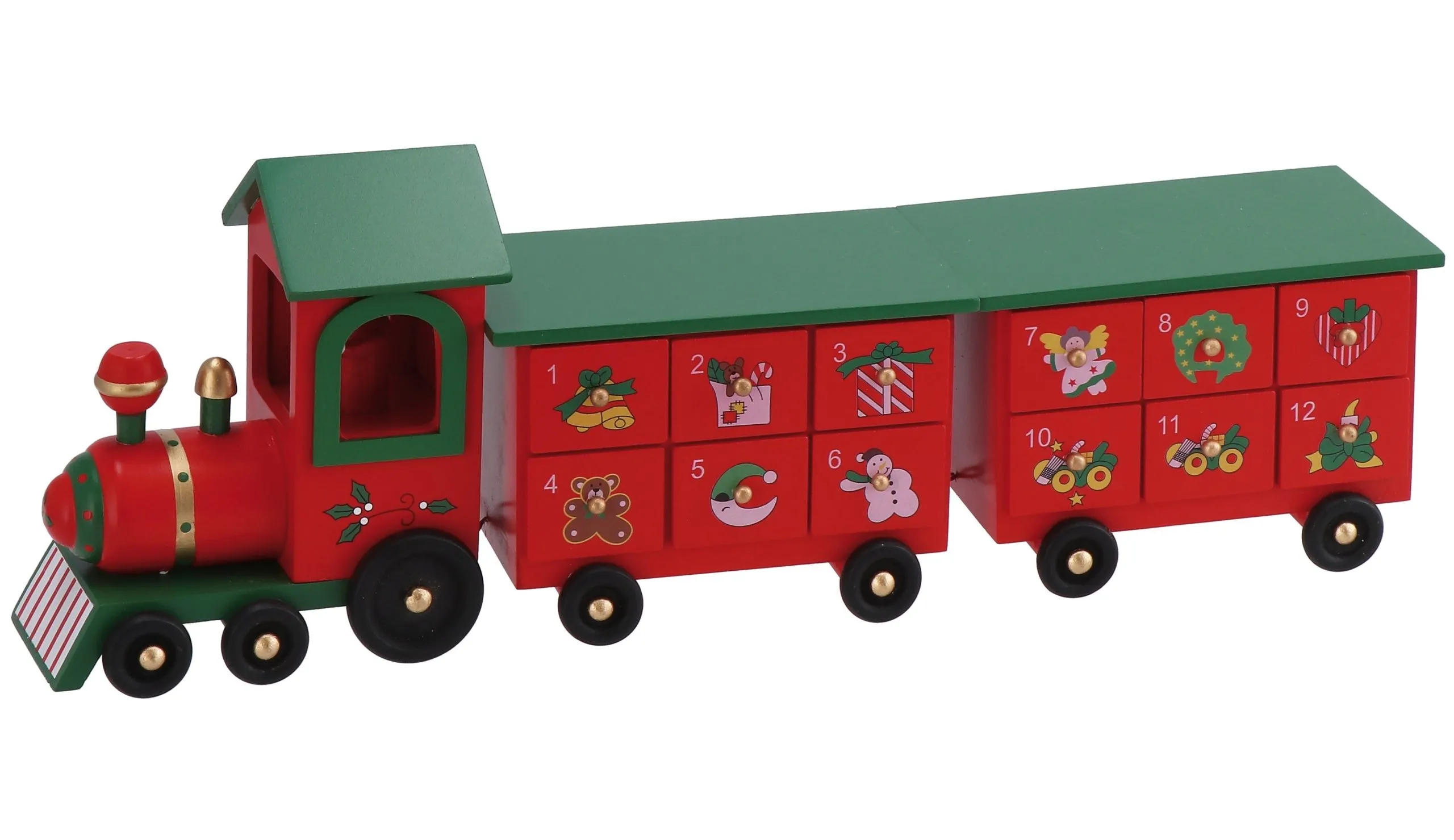 Italian Gift Train Shaped Christmas Calendar 45 x 10 cm H 16 cm Red