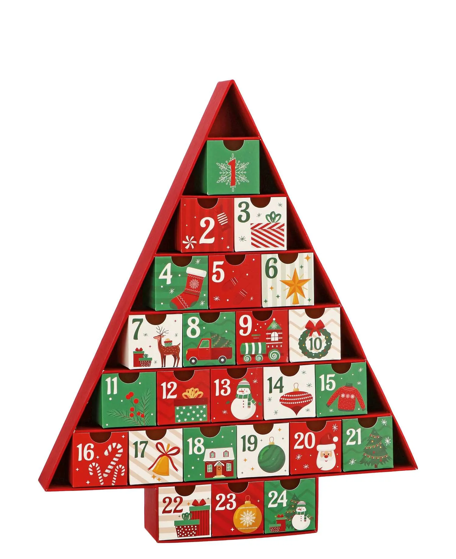 Italian Gift Christmas Advent Calendar Cardboard 32 x 5 H 39 Cm Red Gr