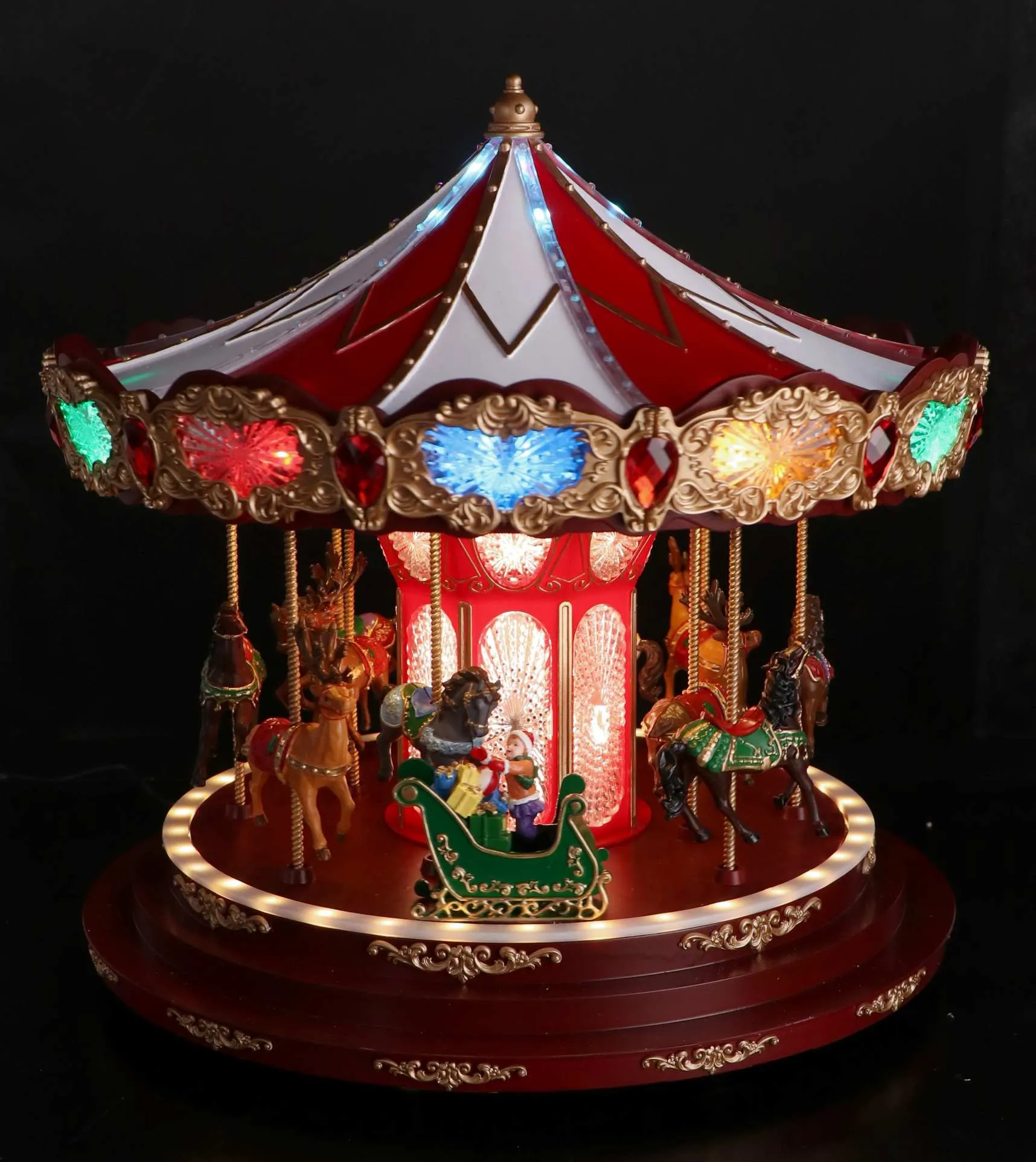 Italian Gift Carousel Christmas Music Box with 133 LEDs D 44 cm H 47 c