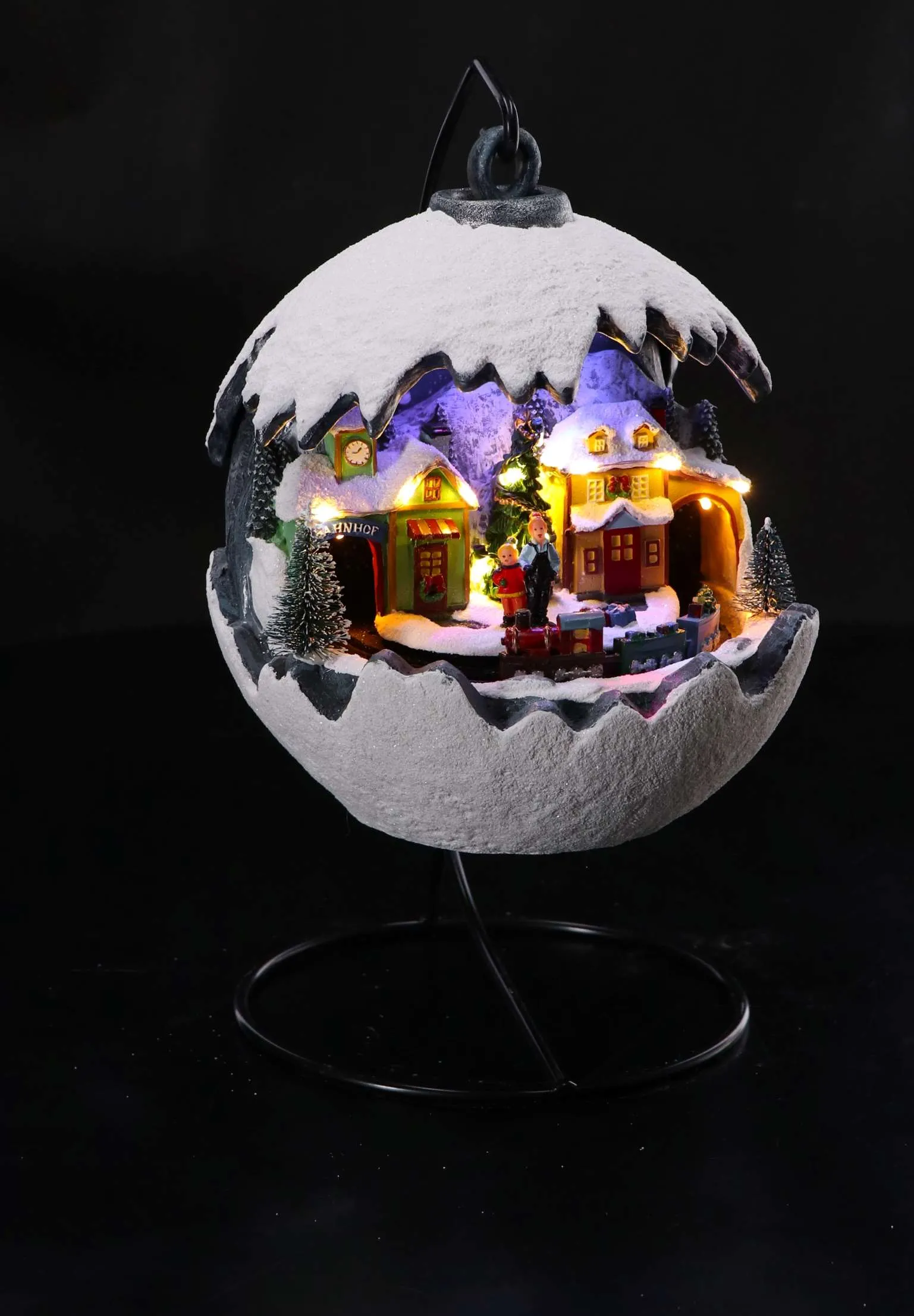 Italian Gift Ball Winter Village Christmas with 16 LEDs D 20 cm H 24 c