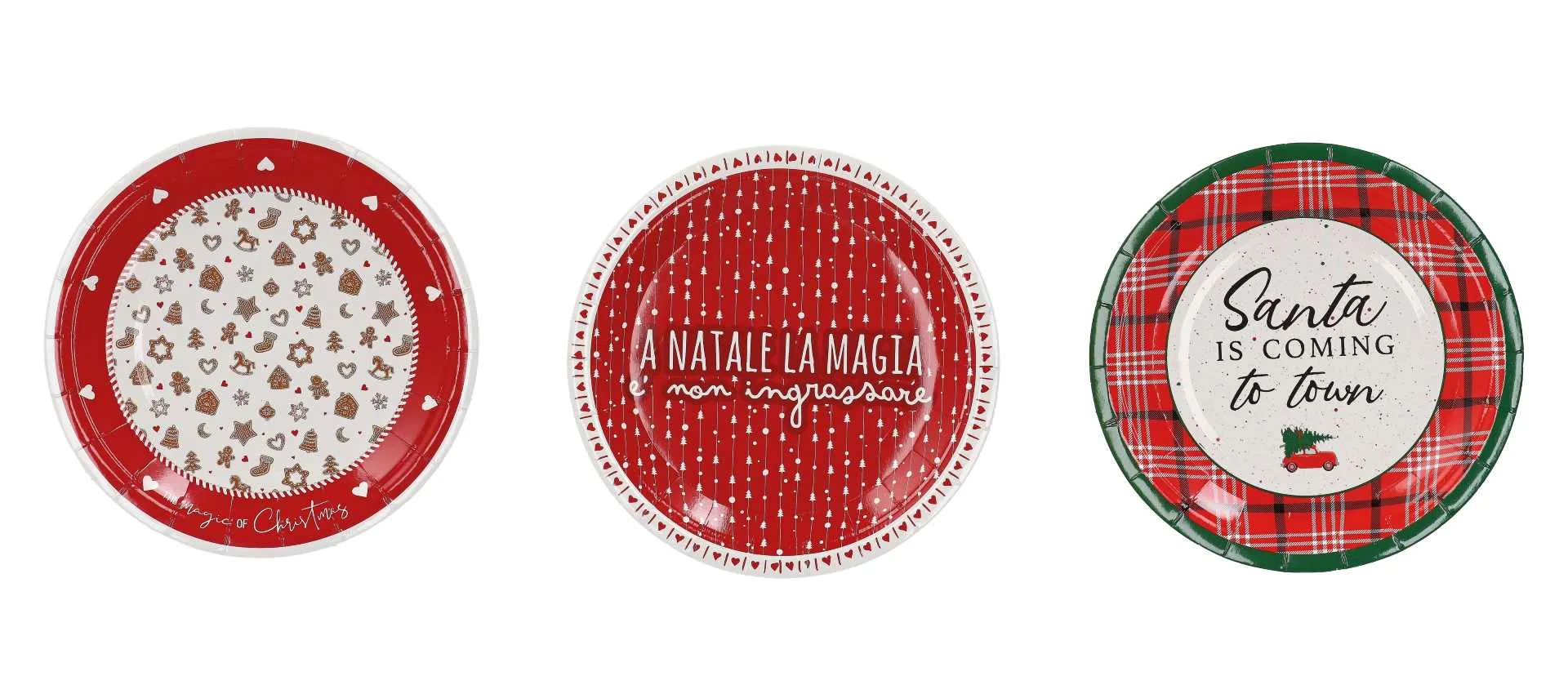 Gift Italian Paper Plates Christmas D 18 Cm Ass. Cf 12 Pcs Red White 1