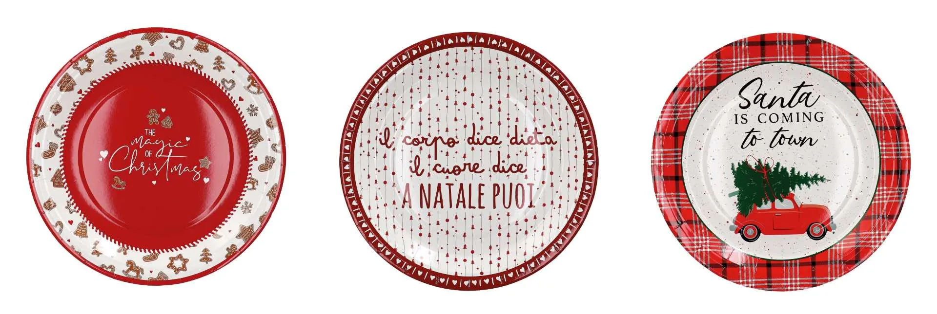 Gift Italian Paper Plates Christmas D 23 Cm Ass. Cf 12 Pcs Red White 1