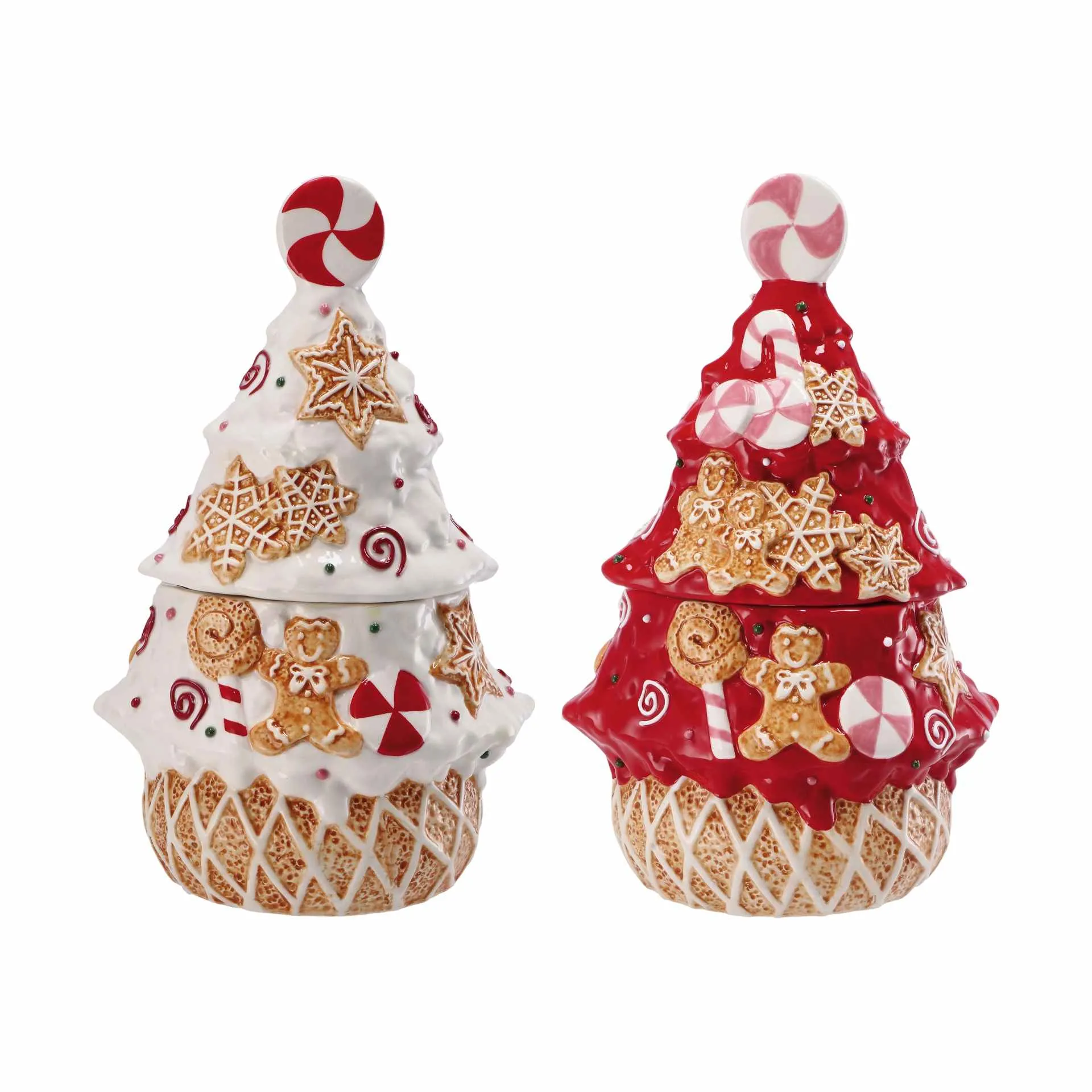Italian Gift Box Christmas Tree 20 x 15 x 30 Cm Ceramic Assorted White